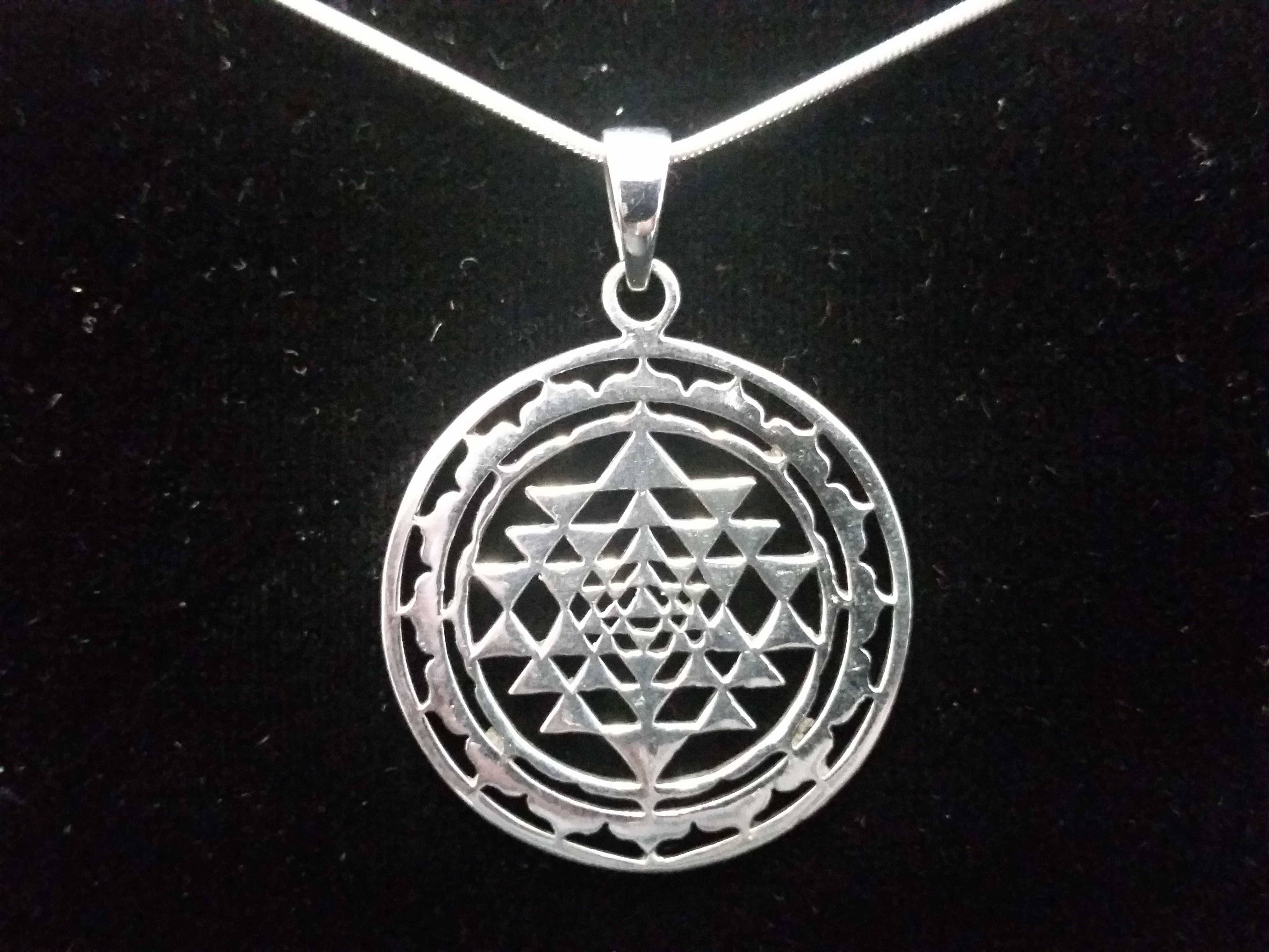 Sri Yantra Sterling Silver Pendant - Click Image to Close